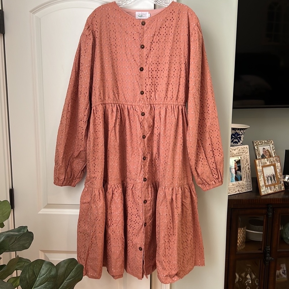 Knotted Fern boutique eyelet midi dress size XXXL terracotta color